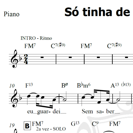 Só tinha de ser com você - Toom Jobim - Piano/Vocal