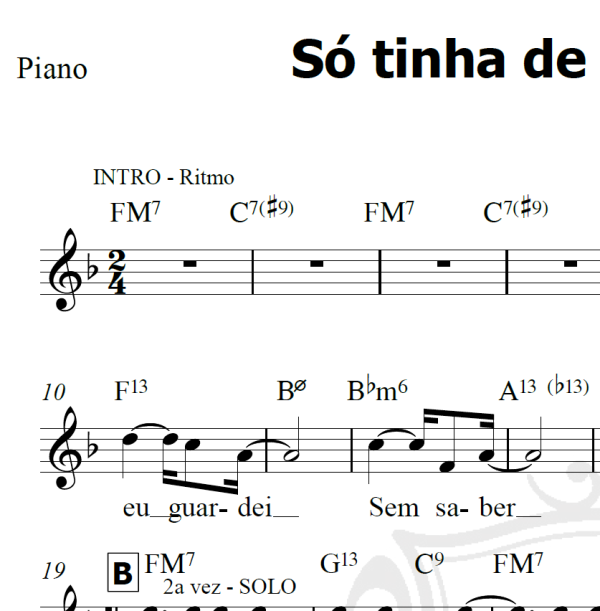 Só tinha de ser com você - Toom Jobim - Piano/Vocal