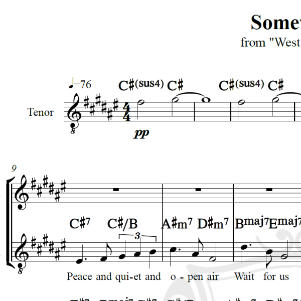 Somewhere - Piano/Vocal