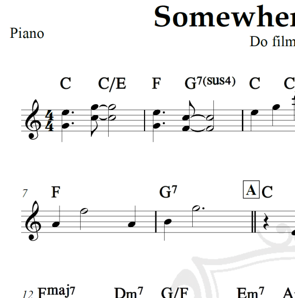 Somewhere out there - Piano