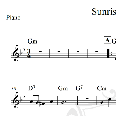 Sunrise sunset - Perry Como - Piano