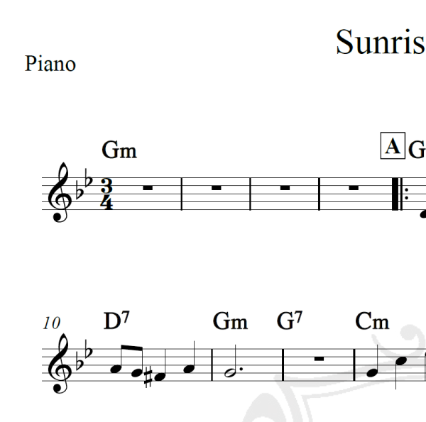 Sunrise sunset - Perry Como - Piano