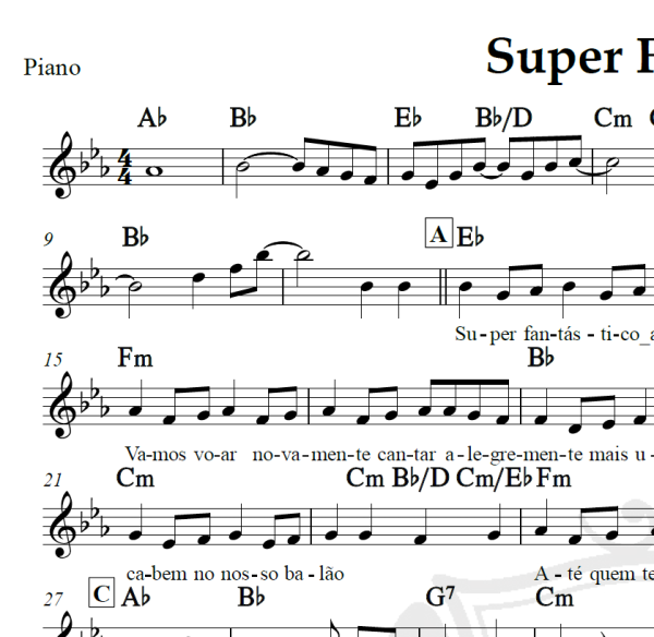 Super Fantástico - Balão Mágico - Piano/Vocal