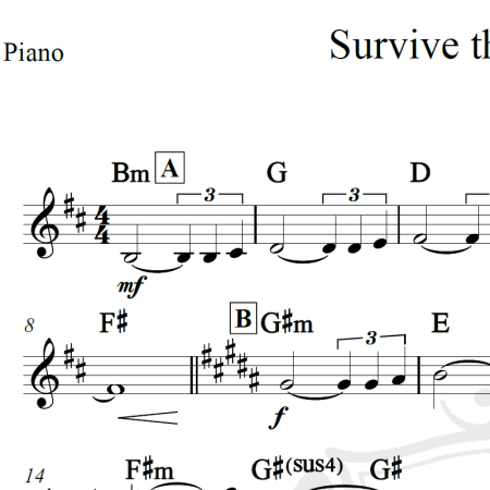 Survive the swordland - Piano