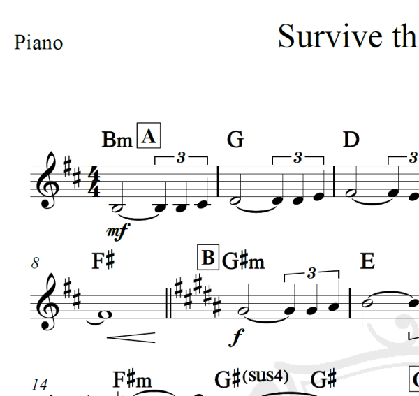 Survive the swordland - Piano