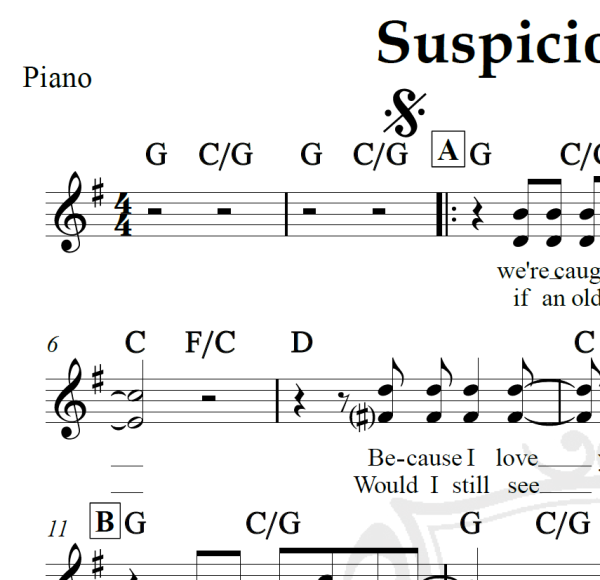Suspicious mind - Elvis Presley - Piano/Vocal