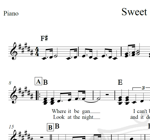 Sweet Caroline - Elvis Presley - Piano/Vocal