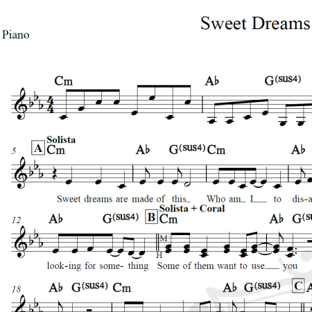 Sweet Dreams (Are made of this) - Eurythmics - Piano/Vocal