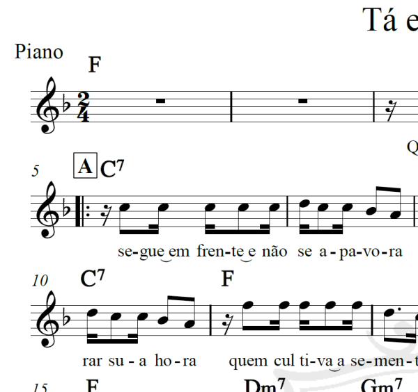 Tá escrito - Revelação - Piano/Vocal