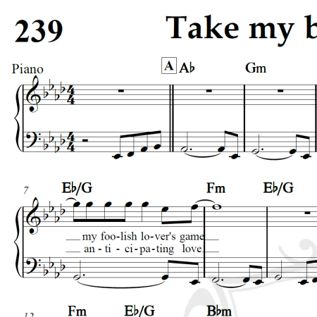 Take my breath away - Berlin - Piano/Vocal