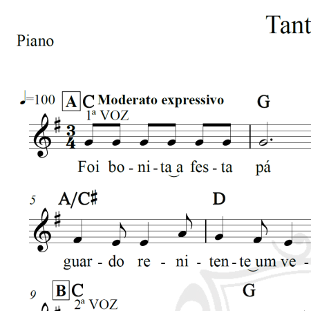Tanto Mar - Chico Buarque - Piano/Vocal