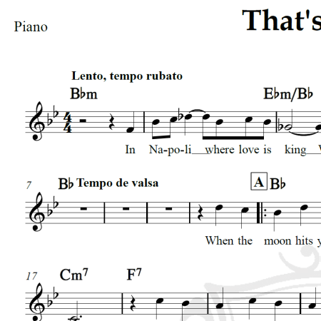 That's amore - Dean Martin - Piano/Vocal