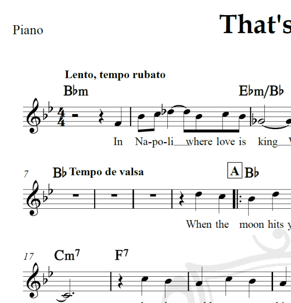 That's amore - Dean Martin - Piano/Vocal