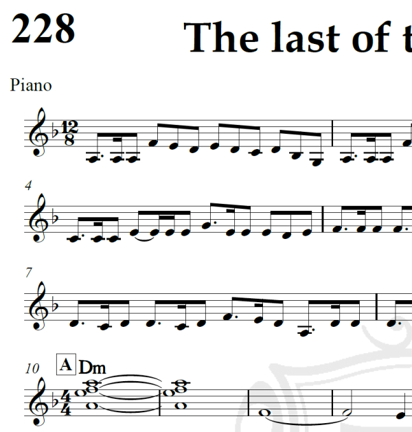 The last of the mohicans - Piano