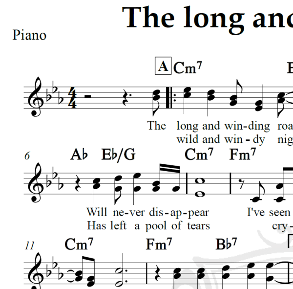 The long and widing road - The Beatles - Piano/Vocal