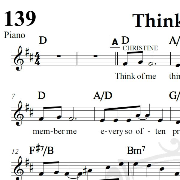 Think of me - Piano/Vocal
