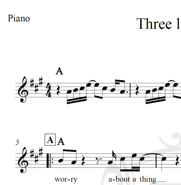 Three little birds - Bob Marley - Piano/Vocal