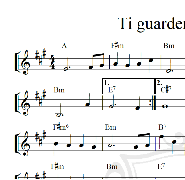 Ti guardero nel cuore - Piano