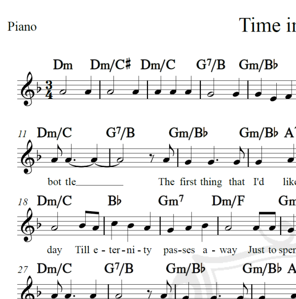 Time in a bottle - Jim Croce - Piano/Vocal