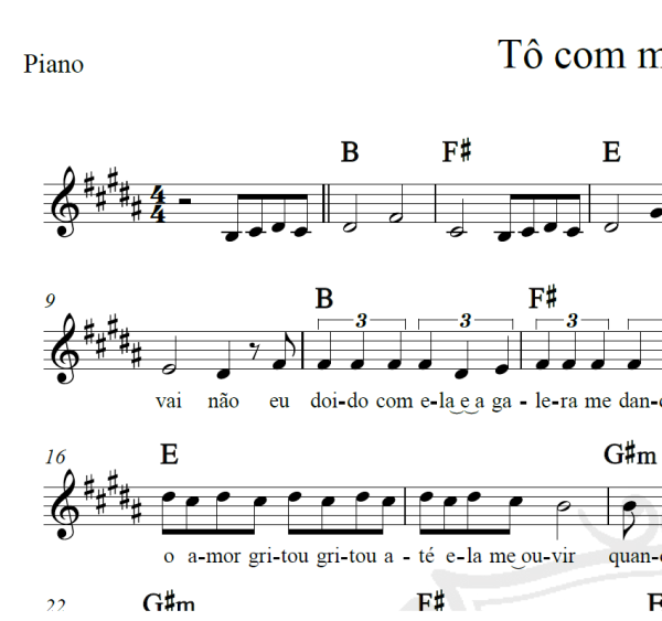 Tô com moral no céu - Matheus e Kauan - Piano/Vocal