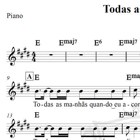 Todas as manhãs - Roberto Carlos - Piano/Vocal