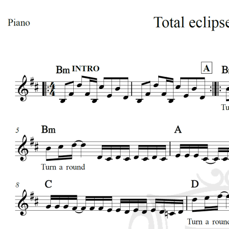 Total eclipse of the heart - Bonnie Tyler - Piano