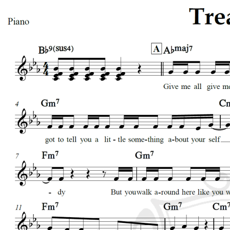 Treasure - Bruno Mars - Piano/Vocal