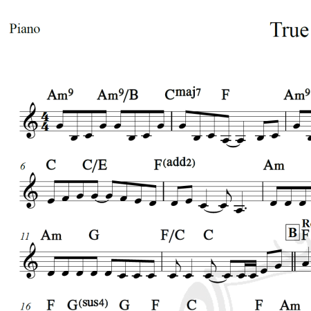 True Colors - Cindy Lauper - Piano