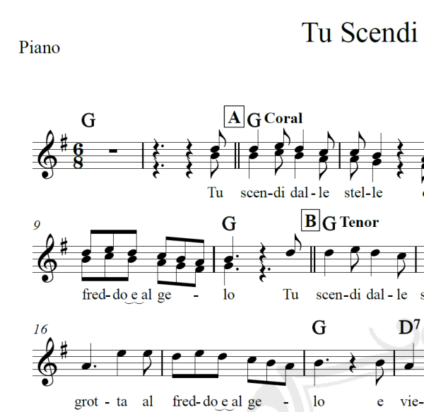 Tu Scendi Dalle Stelle - Piano/Vocal