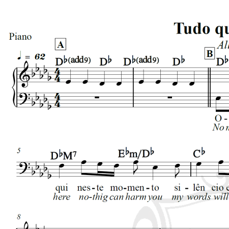 Tudo que se quer (All I ask of you) - Piano/Vocal