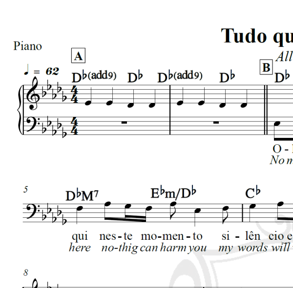 Tudo que se quer (All I ask of you) - Piano/Vocal