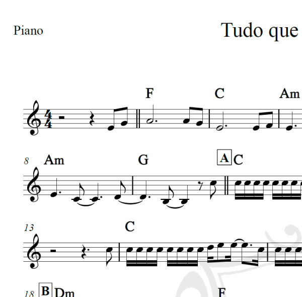 Tudo que você quiser - Luan Santana - Piano