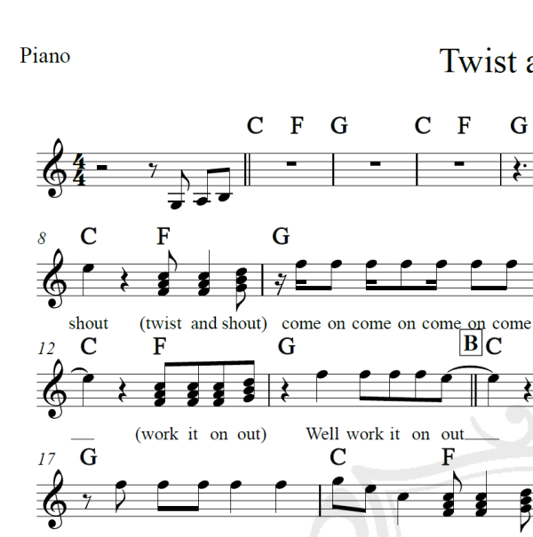 Twist and shout - The Beatles - Piano/Vocal