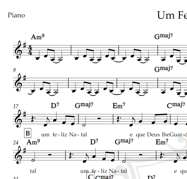 Um Feliz Natal - Ivan Lins e Jose Feliciano - Piano/Vocal