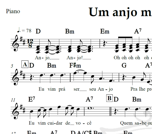 Um anjo muito especial - Roupa Nova - Piano/Vocal