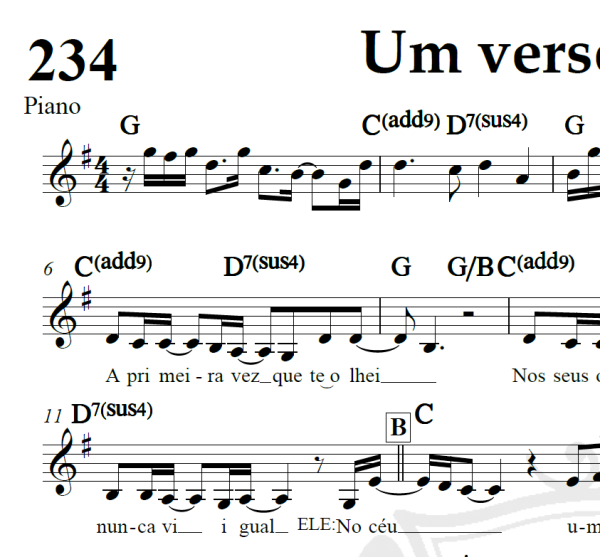 Um verso de amor - Pamela e Novo Som - Piano/Vocal