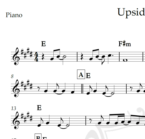 Upside down - Jack Johnson - Piano