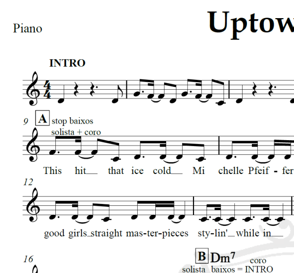 Uptown Funk - Bruno Mars - Piano/Vocal