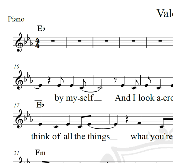 Valerie - Amy Winehouse - Piano/Vocal