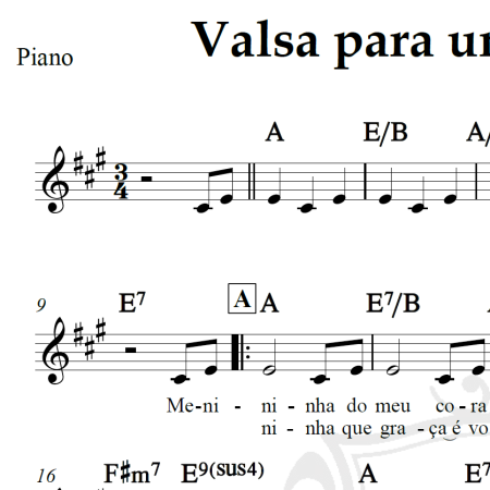 Valsa para uma menininha - Toquinho e Vinicius - Piano/Vocal