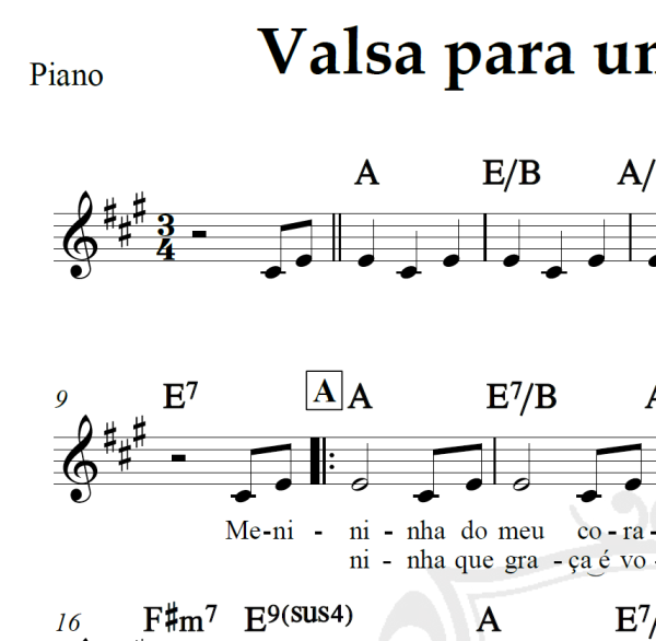 Valsa para uma menininha - Toquinho e Vinicius - Piano/Vocal