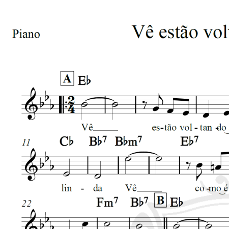 Vê estão voltando as flores - Piano/Vocal