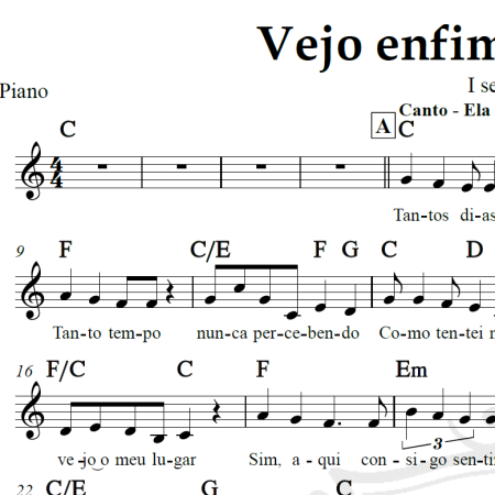 Vejo enfim a luz brilhar (I see the light) - Piano/Vocal
