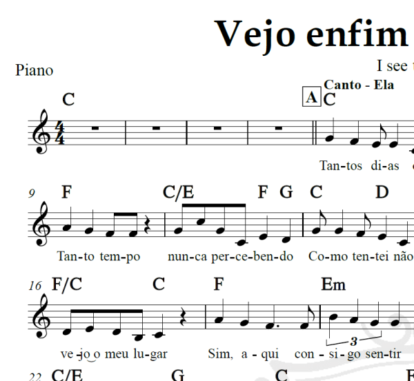 Vejo enfim a luz brilhar (I see the light) - Piano/Vocal