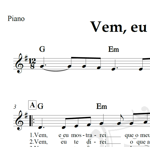 Vem, eu mostrarei - Piano/Vocal