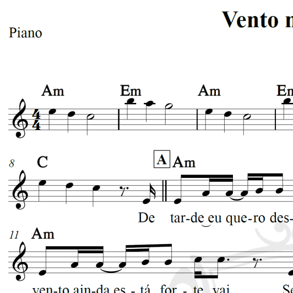 Vento no litoral - Legião Urbana - Piano/Vocal