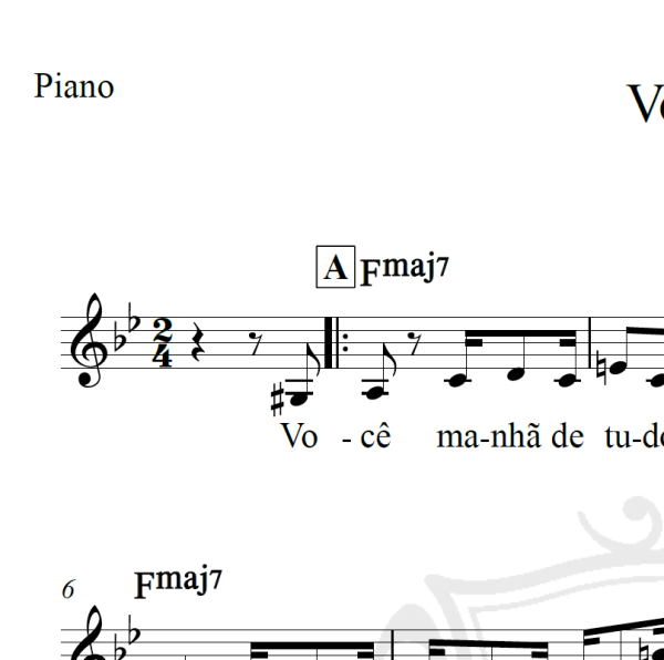 Você - Roberto Menescal - Piano/Vocal