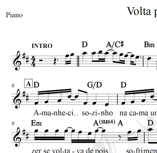 Volta pra mim - Roupa Nova - Piano/Vocal