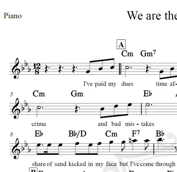 We are the champions - Queen - Piano/Vocal
