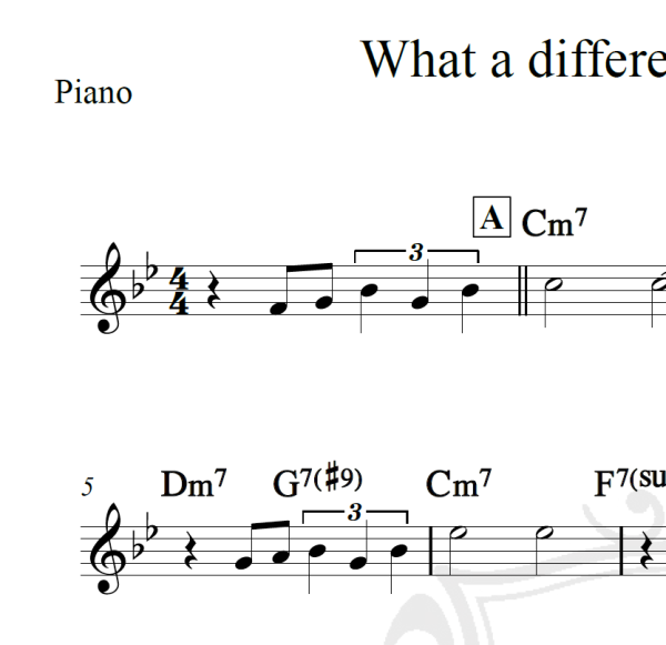 What a difference a day made - Piano